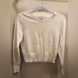 Cielo Cream Ivory Crop Crew Neck Sweater | Sz S | Cozy Knit Soft California GUC
